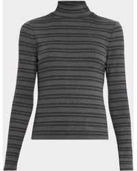 Veronica Beard - Nate Striped Ribbed Mock-Neck Top - Lyst
