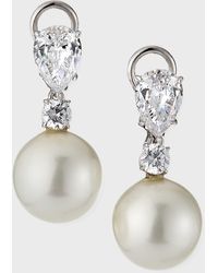 Fantasia by Deserio - 1.75 Tcw Pear Cz & Simulated Pearl Drop Earrings - Lyst