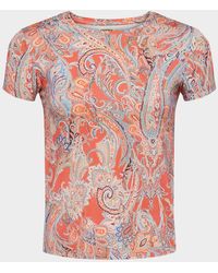 L'Agence - Ressi Short-Sleeve Paisley Tee - Lyst