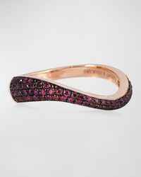 Kavant & Sharart - 18k Rose Gold Ruby Pave Wave Ring - Lyst