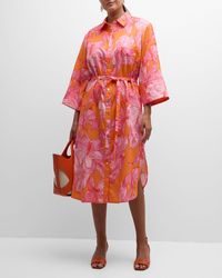 Finley - Plus Size Alex Floral-Print Midi Shirtdress - Lyst