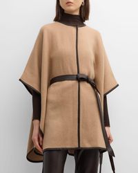 Sofiacashmere - Cashmere & Leather Belted Cape - Lyst