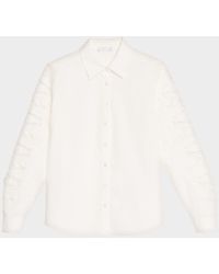 Tahari - The Dani Butterfly Lace-Sleeve Cotton Blouse - Lyst