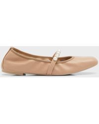 Stuart Weitzman - Goldie Pearly Stud Ballerina Flats - Lyst