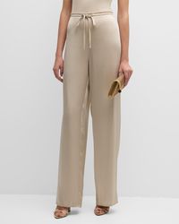 LAPOINTE - Doubleface Satin Straight-Leg Drawstring Pull-On Pants - Lyst