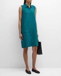 Eileen Fisher - Petite Sleeveless Organic Linen Midi Shirtdress - Lyst