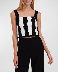 Anne Fontaine - Nadeleine Two-Tone Woven Crop Top - Lyst