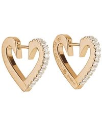 CADAR - 18k Rose Gold Small Diamond Heart Hoop Earrings - Lyst