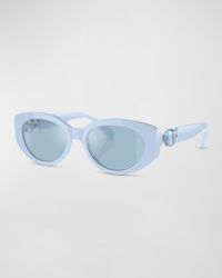 Swarovski - Monochrome Crystal-Embellished Acetate Oval Sunglasses - Lyst