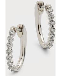 Neiman Marcus - 18k White Gold Diamond Huggie Earrings - Lyst