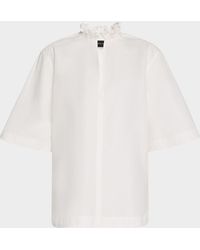 Brandon Maxwell - Cecilia Ruffle-Collar Short-Sleeve Shirt - Lyst