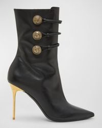 Balmain - Leather Alma Military Ankle Boots 95 - Lyst