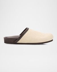 Brunello Cucinelli - Monili Leather-Trimmed Raffia Mules - Lyst