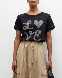 Cinq À Sept - Love Heart Print Short-Sleeve Cotton T-Shirt - Lyst