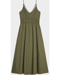 Theory - Gathered Drawstring-Waist Midi Dress - Lyst