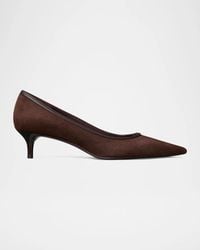 Tory Burch - 45Mm Double T Buckle Suede Pumps - Lyst