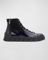 Karl Lagerfeld - High Top Patent Leather & Suede Sneakers - Lyst