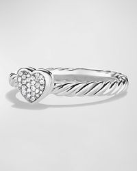 David Yurman - Petite Pave Heart Ring With Diamonds - Lyst