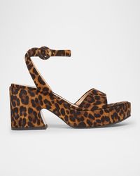 Gianvito Rossi - Alma Leopard Ankle-Strap Platform Sandals - Lyst
