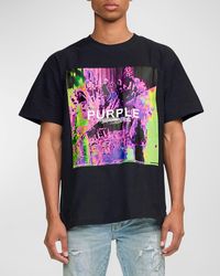 Purple - Textured Jersey Graphic T-shirt - Lyst