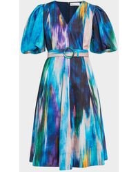 Tahari - The Miriam Belted Ikat-Print Midi Dress - Lyst