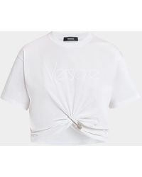 Versace - Logo Twist Safety-Pin Crop T-Shirt - Lyst