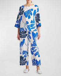 Natori - Palma Cropped Botanical-Print Pajama Set - Lyst