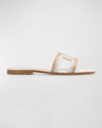 Tod's - Tricolor Leather Flat Slide Sandals - Lyst