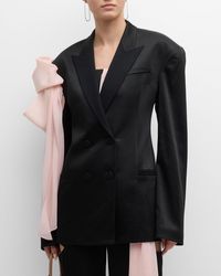 Hellessy - Didier Draped Bow Double-Breasted Oversized Blazer Jacket - Lyst