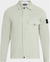Stone Island - Apos;Cotton Stretch Full-Zip Shirt Jacket - Lyst