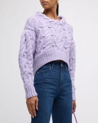 LoveShackFancy - Galiona Cable-knit Alpaca-blend Crop Sweater - Lyst