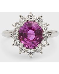 NM Estate - Estate Platinum Oval Pink Sapphire And Diamond Wire Gallery Cluster Ring, Size 6 - Lyst