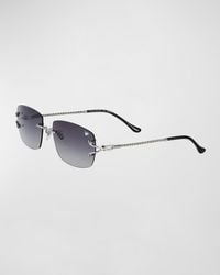 Vintage Frames Company - Bal Harbour 24k White Gold Rimless Rectangle Sunglasses - Lyst