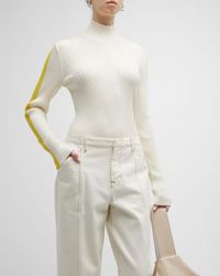 Moncler - Ribbed Turtleneck Sweater W/ Colorblock Detail - Lyst