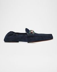 Gucci - Apos;S Horsebit 1953 Suede Moc-Toe Loafers - Lyst