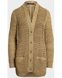 Ralph Lauren - Hybrid Suede Silk-Linen Boyfriend Cardigan - Lyst