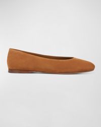 Vince - Leah Leather Square-Toe Ballerina Flats - Lyst