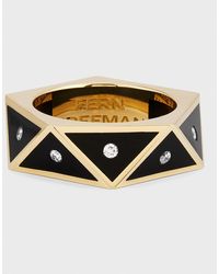 Fern Freeman Jewelry - 18k Yellow Gold Black Ceramic Pentagon Ring With Diamonds, Size 7 - Lyst