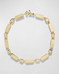 Azlee - 18k Yellow Gold Bar And Carre Diamond Bracelet - Lyst