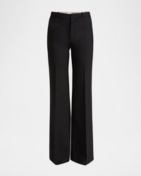 Chloé - Flared Crepe Wool Trousers - Lyst
