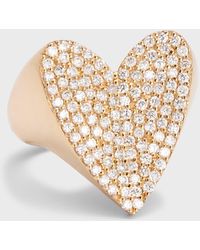 Sheryl Lowe - 14k Yellow Gold Folded Heart Diamond Ring, Size 7 - Lyst