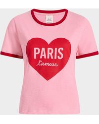 Cinq À Sept - Paris L'Amour Heart Shrunken Ringer Tee - Lyst