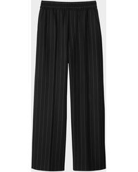 Burberry - Pinstripe Elastic Waist Straight Wool Pants - Lyst