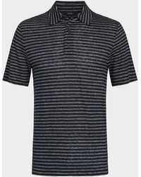 Vince - Striped Linen Polo Shirt - Lyst