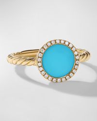 David Yurman - Dy Elements Ring With Turquoise And Diamonds In 18k Gold, 11mm, Size 7 - Lyst
