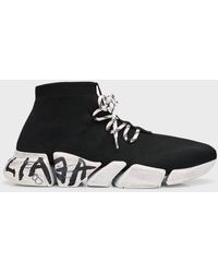Balenciaga - Speed 2.0 Lace-up Graffiti Recycled Knit Sneakers - Lyst
