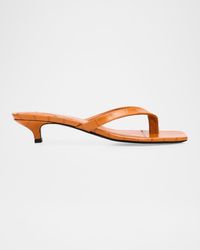 TOTEME - 35Mm Croc-Embossed Leather Heeled Flip Flops - Lyst