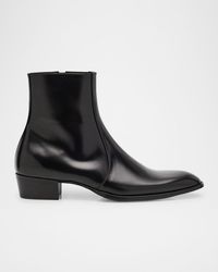 Saint Laurent - Apos;S Roman 35 Leather Side-Zip Ankle Boots - Lyst
