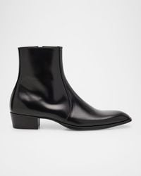 Saint Laurent - Roman 35 Leather Side-Zip Ankle Boots - Lyst