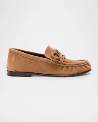 Loewe - Double L Suede Loafers - Lyst